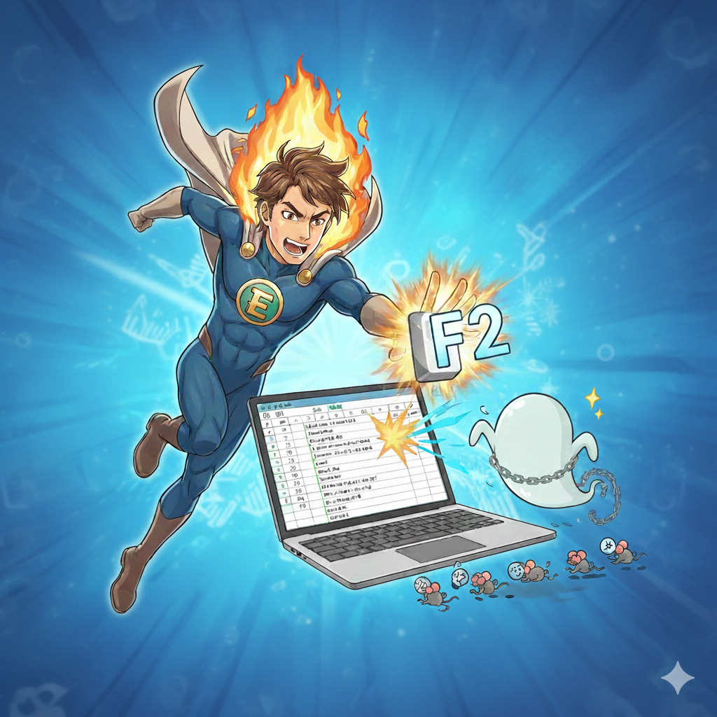 【No.20】Excel時短術｜マウスはもういらない？指先一つでセルを書き換える「魔法のF2」