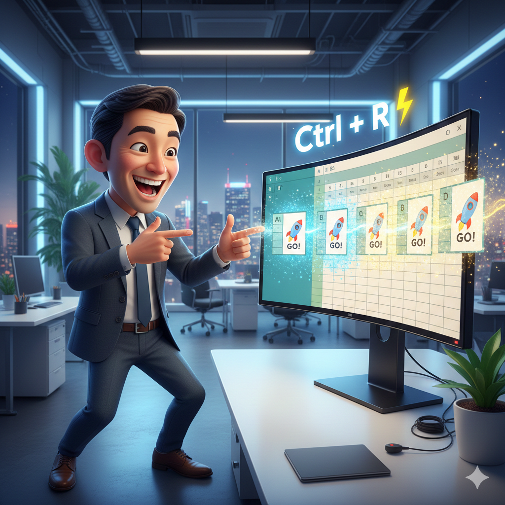 【No.38】Excel時短術｜「Ctrl + R」で右へならえ！マウスの反抗期を終わらせる魔法
