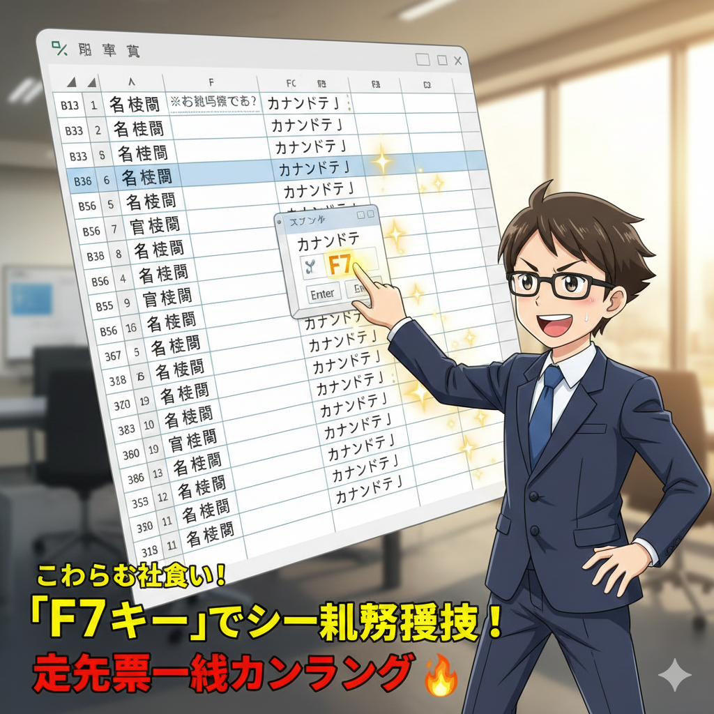 【No.54】Excel時短術｜カタカナ変換で指が迷子？「F7キー」で全速力カタカナ召喚！