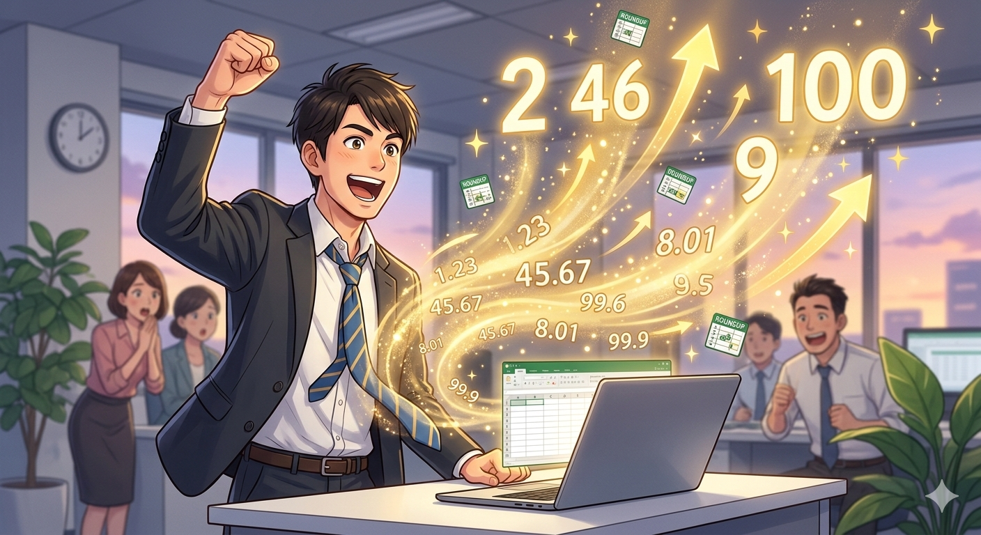 【No.77】Excel時短術｜1円の端数も逃さない！ROUNDUPで「端数迷子」を即座に救済✨