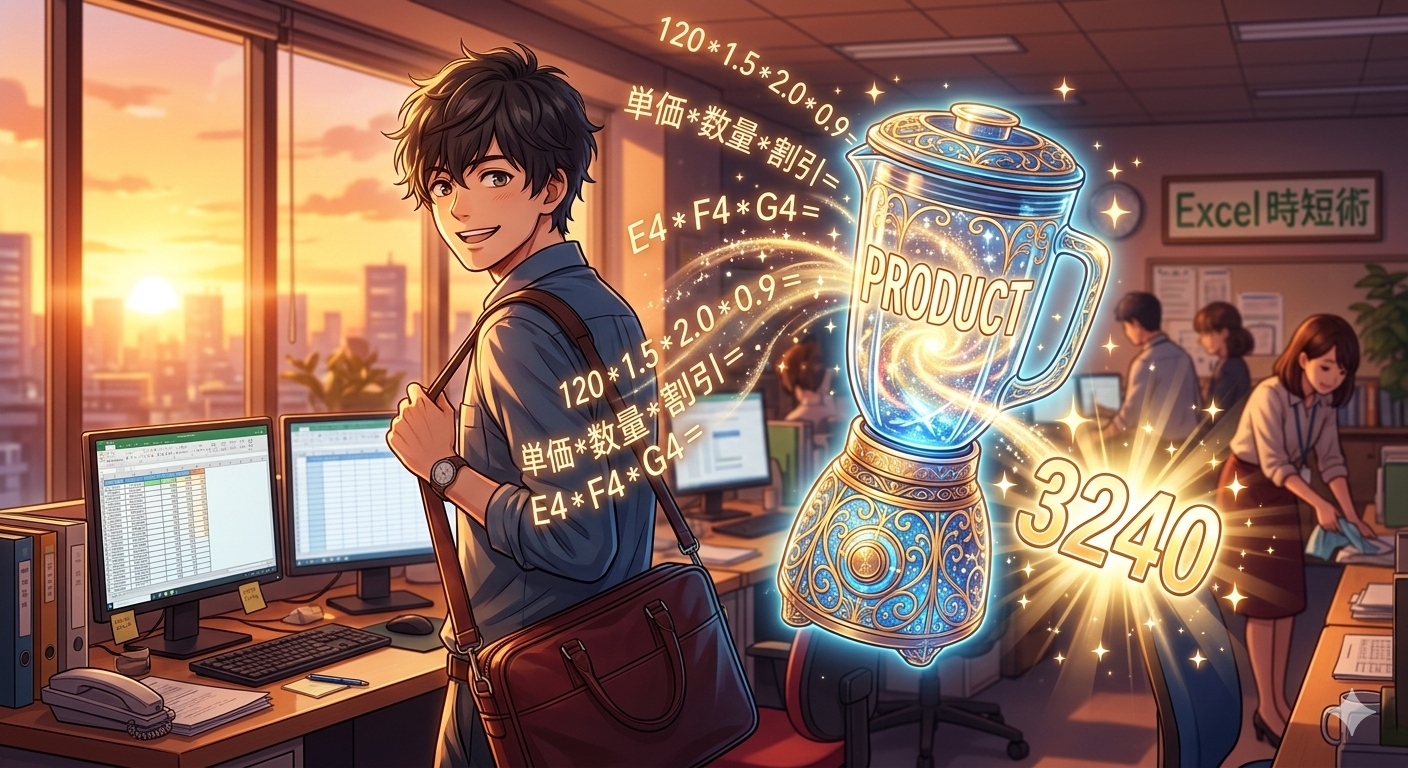 【No.79】Excel時短術｜「」の連打はもう限界！PRODUCT関数で掛け算を一網打尽にする方法🚀