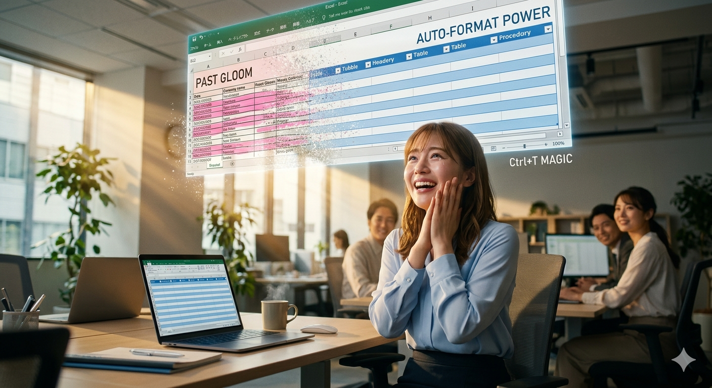 【No.91】Excel時短術｜一瞬でデータが「意志」を持つ！？魔法のCtrl + Tで表計算の奴隷を卒業！