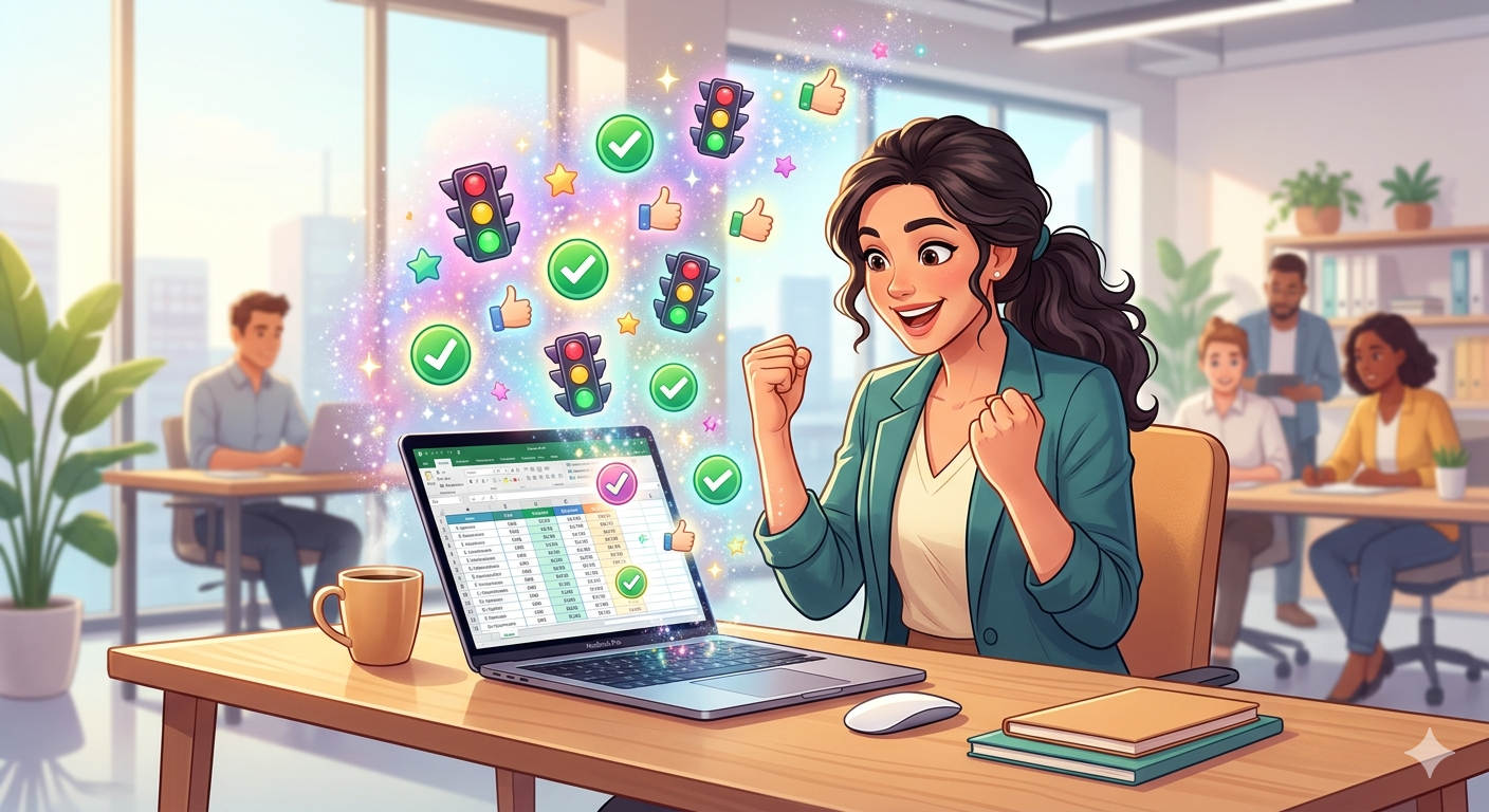 【No.98】Excel時短術｜一瞬で状況把握！表を直感的に変える「アイコンセット」の魔術