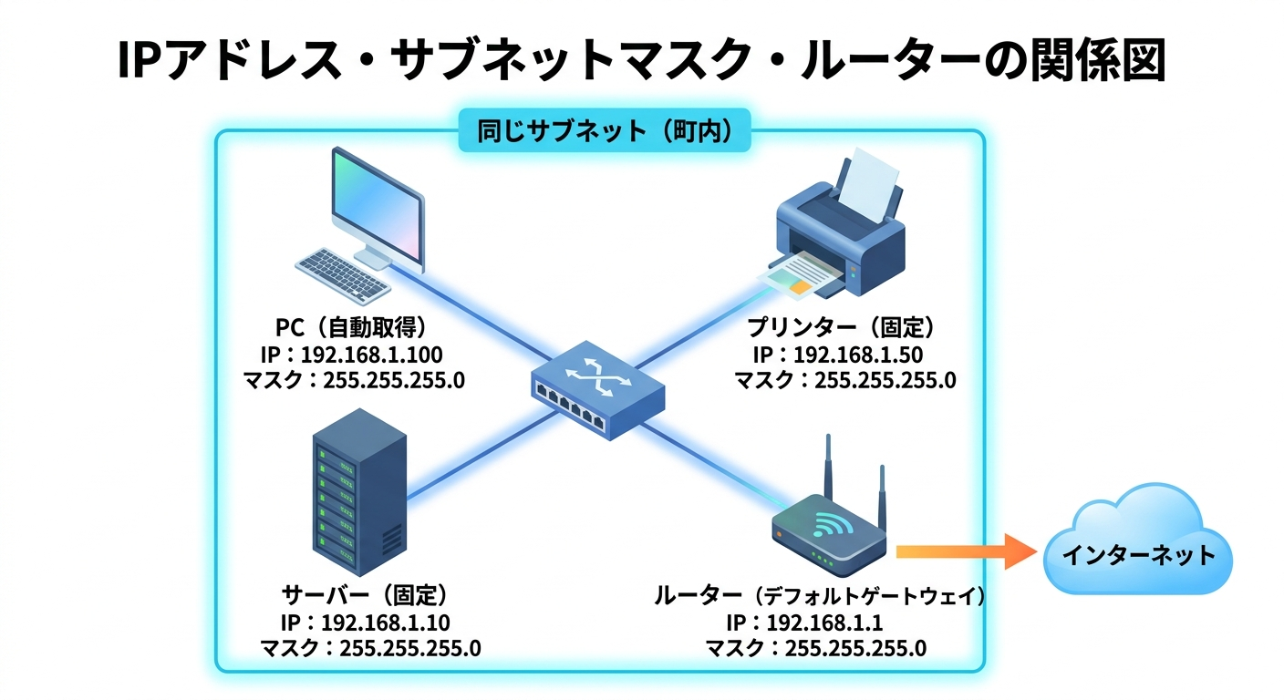 27.IPアドレスとサブネットマスクの正体とは？ルーターの役割も図解でスッキリ！