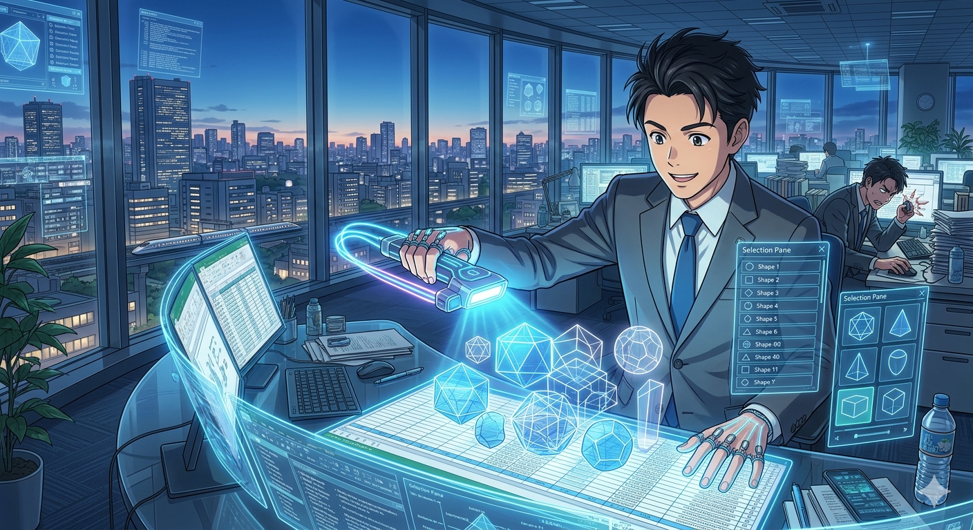 【No.109】Excel時短術｜消えた図形を探して三千里！？「オブジェクトの選択と表示」で隠れた犯人を一網打尽！🚀