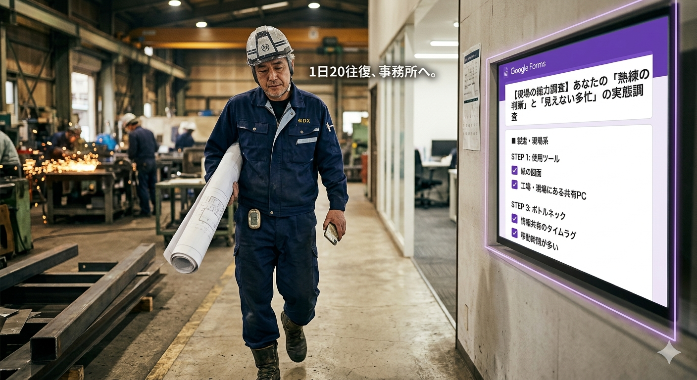 「現場の熟練工が1日20往復するロス」を利益に変える。——現場の『見えない多忙』をあぶり出す、DX総力調査の全貌