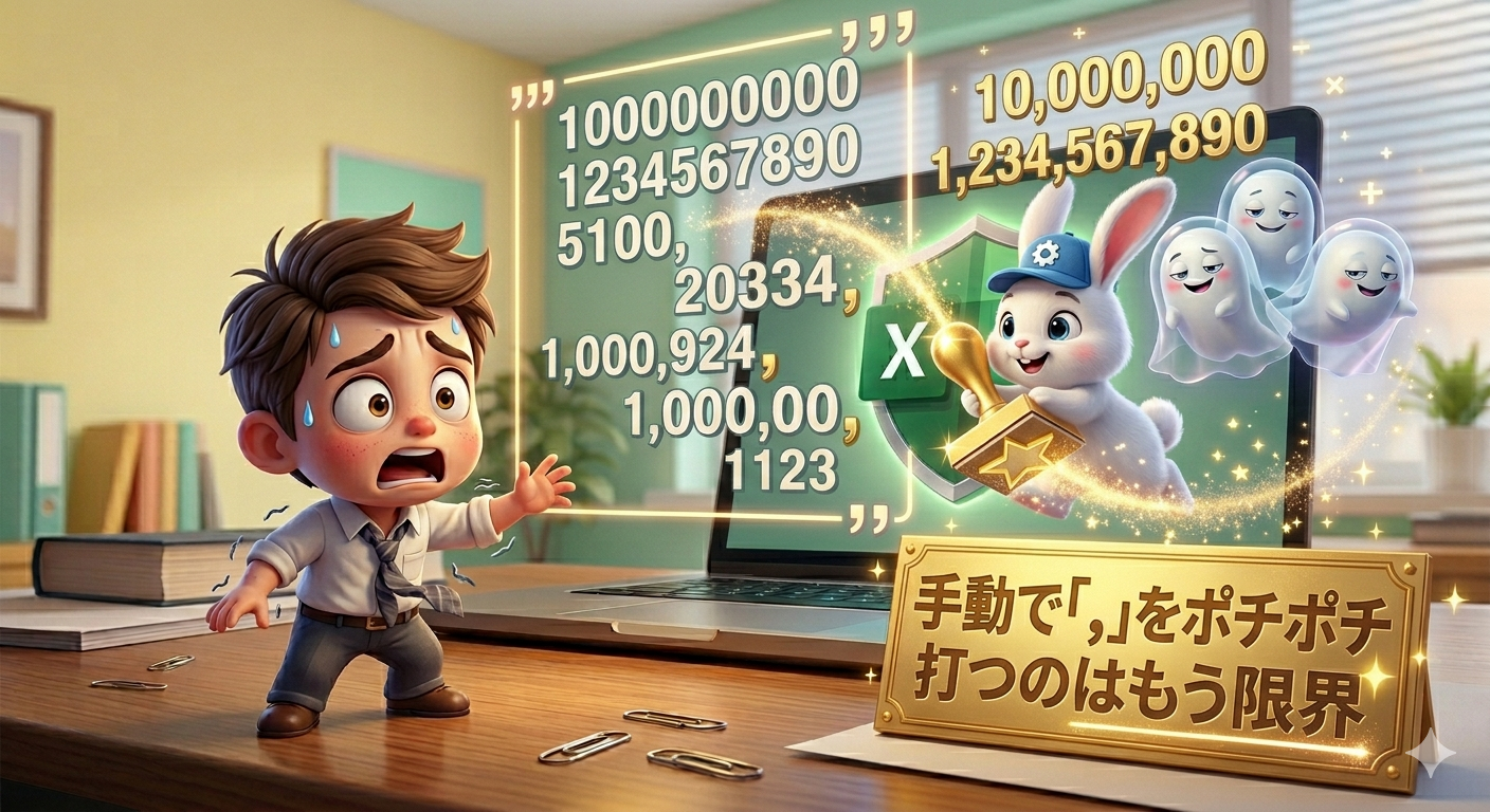 【No.178】Excel時短術｜手動で「,」をポチポチ打つのはもう限界！「マウスの反抗期」にブチ切れる前に知るべき、3秒で一括大富豪になれる桁区切り爆速お片付け設定術🚀✨